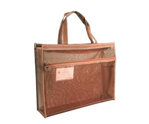 Sac de rangement transparent en avec poignée et fermeture éclair | Projet A3 pour l'école, les puzzles, les cosmétiques, l'organisation de la maison 43 x 33 x 11 cm, Kaki, Refer to description