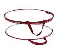 Sac de rangement transparent pour couronne de Noël fabriqué en PVC avec double fermeture éclair et poignées, conçu pour protéger et organiser efficacement les décorations de vacances (rouge, 90 x 20