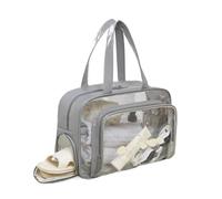 Sac de Rangement Transparent Séparation Humide et Sec Fitness Sac de Lavage Grande Capacité Étanche Sac de Voyage PU Portable Sac Cosmétique Portable, gris, Taille unique