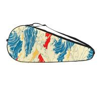 Sac de raquette de tennis esthétique japonaise avec motif vagues de l'océan léger pour les joueurs de tennis débutants