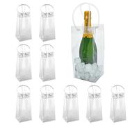 Sac de refroidisseur à vin 10pcs sac à bouteille de bouteille portable transparent PVC Sac de glace 9,8x3,9 pouces