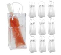 Sac de refroidisseur à vin 10pcs sac à bouteille portable transparent transparent sac à bouteille portable 9.8x3,9 pouces sac à glace à champagne avec poignée pour la bière party