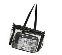 Sac de sans-abri surdimensionné en polyuréthane transparent pour les admirateurs de dessins animés, les clients permanents, simples, soignés, flexibles, mode japonaise, Noir/blanc, Beauté de masse