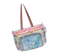 Sac de sans-abri surdimensionné en polyuréthane transparent pour les admirateurs de dessins animés, les clients permanents, simples, soignés, flexibles, mode japonaise, Bleu, Beauté de masse