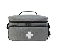Sac De Santé À Domicile, Organisateur De Flacons De Pilules, Sac De Pharmacie De Voyage, avec Compartiments Organisés, Imperméable, 29x19,5x17,5 Cm, Gris/Noir/Rouge, pour Une Organisation Facile