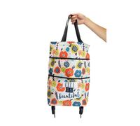 Sac de shopping convertible en chariot - Grandes fleurs - Multicolore - H 59 x l 39 x P 14 cm