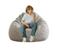 Sac de siège avec remplissage de billes EPS, Pouf de siège pour une utilisation en intérieur (Gris clair, M)