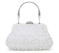 Sac De Soirée À Poignée Supérieure Brillant, Glamour Scintillant, Élégante Décoration De Fleurs Et De Perles Pour Fille De Fête, Femme, Parfait Pour Les Fêtes, Mariages, Bals De Promo, Dîners / Banque