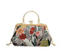 Sac De SoiréE Brodé Sac de soirée brodé de fleurs for femmes, magnifique pochette de fête, sac à bandoulière élégant avec chaîne, sac à main for Banquet et dîner Pour Les Mariages(Green)