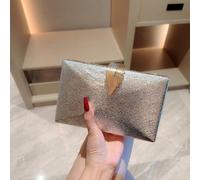 Sac de soirée élégant de style boîte en métal pour dames Moonlit EveBag avec fermoir brillant en feuilles, sangle de chaîne, parfait pour les fêtes, les mariages, la danse, le bal GéométriqueÉtoffe