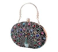 Sac de Soirée en Forme de Paon Embrayage en Strass pour Femme Sacs à Main D'épaule Diamond Pochette Portefeuille Sacs Fourre-Noir
