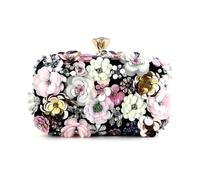 Sac de Soirée Fleur Sacs for femmes, pochettes de luxe avec broderie diamants et fleurs, sacs à main soirée, nouvelle collection, sac bandoulière chaîne(Black)