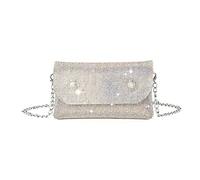 Sac de soirée pour femme - Pochette de mariage, bal de promo, mariage, sac à bandoulière avec chaîne amovible, Argent Ab Couleur #b