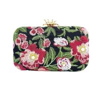 Sac de soirée Vintage, petits sacs à coquillages avec chaîne for femmes, sac bandoulière brodé, main for(Green)