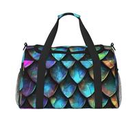 Sac de sport 3D avec motif écailles de dragon magique imprimé pour homme et femme, grand sac de sport avec bandoulière pour voyage, week-end, pêche, chasse, Noir , Taille unique, Sac de voyage
