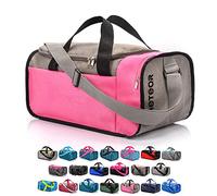 Sac de sport à bandoulière en toile - Pour homme et femme - Pour la gym, les voyages, le week-end, la piscine, le camping - Taille S, 20 L - Gris/rose