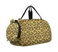 Sac de sport à imprimé léopard noir et gris blanc pour garçon, sac de week-end, sac de voyage fourre-tout avec compartiment à chaussures, Golden Leopard Pois Marron, Classique