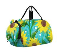 Sac de sport à imprimé léopard noir et gris blanc pour garçon, sac de w nd, sac de voyage fourre-tout avec compartiment à chaussures, Jaune vif tournesols bleu turquoise, Classique