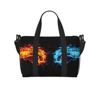 Sac de sport à motif boxe sur glace et feu, sac à bandoulière portable, adapté pour le fitness, les déplacements, les voyages.