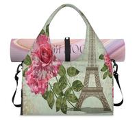 Sac de sport à motif de cartes postales de Paris pour homme et femme, sac de week-end vintage avec compartiment à chaussures, sac fourre-tout pour yoga, gym, voyage, couleur, L, Organiseur de sac