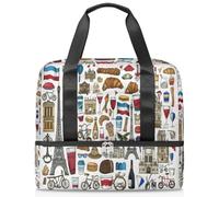 Sac de sport à motif de France Paris pour femmes, hommes, Kirls, garçons et filles, 21 L, sac fourre-tout séparé pour voyage, gym, yoga, couleur, Big, Organiseur de sac