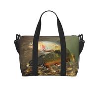 Sac de sport à motif de pêche à la truite de Brook, peut être porté à la bandoulière ou à l'épaule, adapté pour les voyages et le camping.