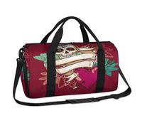 Sac de sport à motif de tête de mort et de cœur, sac fourre-tout décontracté pour enfants, filles, garçons, femmes, hommes