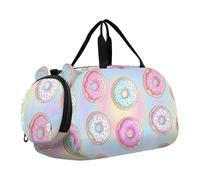 Sac de sport à motif floral jaune clair pour filles, sac de voyage, sac de week-end, sac de sport pour garçons, sac de danse, Sweet Donuts Pastel Rose Bleu, Classique