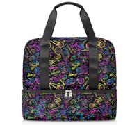 Sac de sport à motif graffiti pour femmes et hommes Kirls Garçons Filles 21 L Sac fourre-tout séparé pour voyage, gym, yoga, couleur, Big, Organiseur de sac