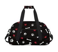Sac de sport à motif pandas, sac de sport, sac de sport pour soirée pyjama, petit sac fourre-tout de voyage pour entraînement de nuit, gymnastique, danse et ballet, Motif pattes, 18.9 x 8.7 x 10.6 in,