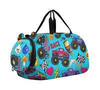 Sac de sport à paillettes arc-en-ciel imprimé zèbre pour garçons, sac de voyage fourre-tout de danse, Camions monstres aux couleurs vives, Classique
