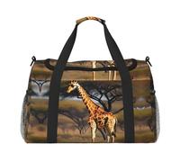 Sac de sport à porter sous le siège avec imprimé arbre majestueux girafe africaine, noir, One Size