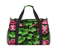Sac de sport à porter sous le siège avec motif floral rose lierre et feuilles, noir, One Size
