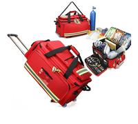 Sac de sport à roulettes en tissu Oxford imperméable, compartiment extensible pour dossiers, bande réfléchissante, idéal pour les activités médicales et de plein air, le camping et la randonnée, Rouge