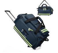 Sac de sport à roulettes en tissu Oxford imperméable, compartiment extensible pour dossiers, bande réfléchissante, idéal pour les activités médicales et de plein air, le camping et la randonnée, bleu