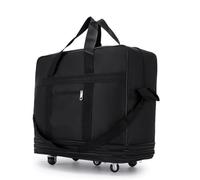 Sac De Sport à roulettes Sac de Voyage for Bagages enregistrés, Sac polochon Grande capacité, étanche, Roue Universelle, Pliable, Rangement Mobile pour Le Rangement des Bagages(Black Large)