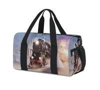 Sac de sport à vapeur avec motif train à vapeur et coucher de soleil pour enfants, filles, garçons, femmes, hommes