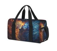 Sac de sport abstrait deux lions pour le week-end, sac fourre-tout décontracté, voyage, gym, pour enfants, filles, garçons, femmes, hommes