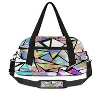 Sac de sport abstrait géométrique pour enfants garçons filles adolescents arc-en-ciel triangle motif géométrique sac de sport sac de gym pour week-end, voyage, gymnastique, danse ballet, multicolore