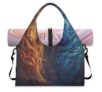 Sac de sport abstrait Two Lions pour femme et homme Sac de week-end avec compartiment à chaussures Sac fourre-tout à bandoulière pour yoga, gym, voyage, couleur, L, Organiseur de sac