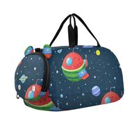 Sac de sport amusant motif pastèque galaxie vaisseau spatial bleu marine pour fille avec compartiment à chaussures Sac de sport Sac de voyage fourre-tout pour plage, natation, piscine