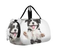 Sac de sport amusant pour garçons avec imprimé Pitbull rire, Happy Black White Havanese Puppy 1, Classique