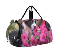 Sac de sport amusant pour garçons avec imprimé Pitbull rire, Jolies fleurs de chiot Border Collie, Classique