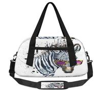 Sac de sport aquarelle avec imprimé zèbres africains sauvages pour enfants, garçons, filles, adolescents, sac de sport pour week-end, voyage, gymnastique, danse, ballet, multicolore