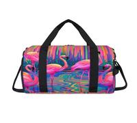 Sac de sport aquarelle flamant rose avec compartiment à chaussures pour la nuit, le w nd, le voyage, la gym, l'organisateur de bagages pour femmes, hommes, enfants, filles, garçons