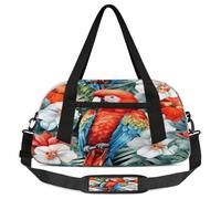 Sac de sport aquarelle perroquet pour enfants, garçons, filles, adolescents, motif floral tropical, sac de sport pour week-end, voyage, gymnastique, danse, ballet, multicolore