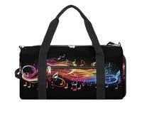 Sac de sport arc-en-ciel avec note de musique mélodie pour homme et femme avec compartiment à chaussures étanche pour le sport, les gymnases, le yoga, Mélodie de note de musique arc-en-ciel, Taille