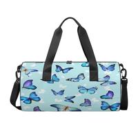 Sac de sport avec bandoulière - Grande capacité - Avec compartiment à chaussures, Parade de papillons bleus