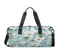 Sac de sport avec bandoulière - Grande capacité - Avec compartiment à chaussures, White Bloom Radiant
