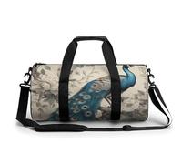 Sac de sport avec chapeau pour homme et femme avec compartiment à chaussures, A Blue Peacock, 17.7in/9in/9in, Art Déco